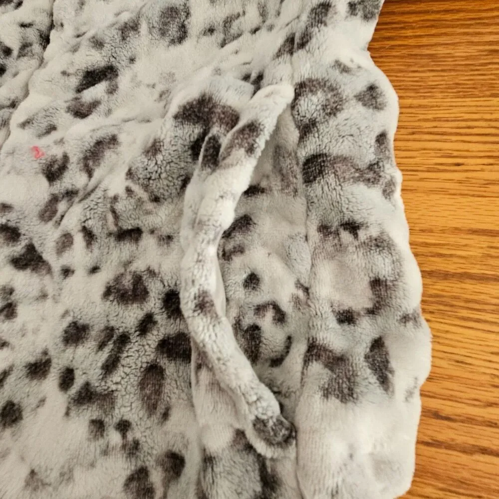 Wonder Nation Jacket Girls XL 14-16 Plus Gray Snow Leopard Hood Plush